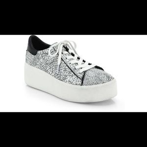 Ash White Cult Crackled Leather Platform Sneakers